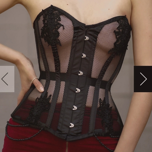 NWOT Steel bone Corset with rose embroidery - Picture 2 of 5